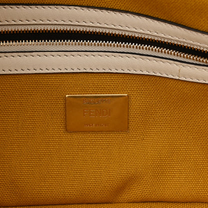 Fendi X SARA COLEMAN Canvas Vitello Seta FF Fish Eye Embroidered Baguette Mostarda White Ice 6 of 11