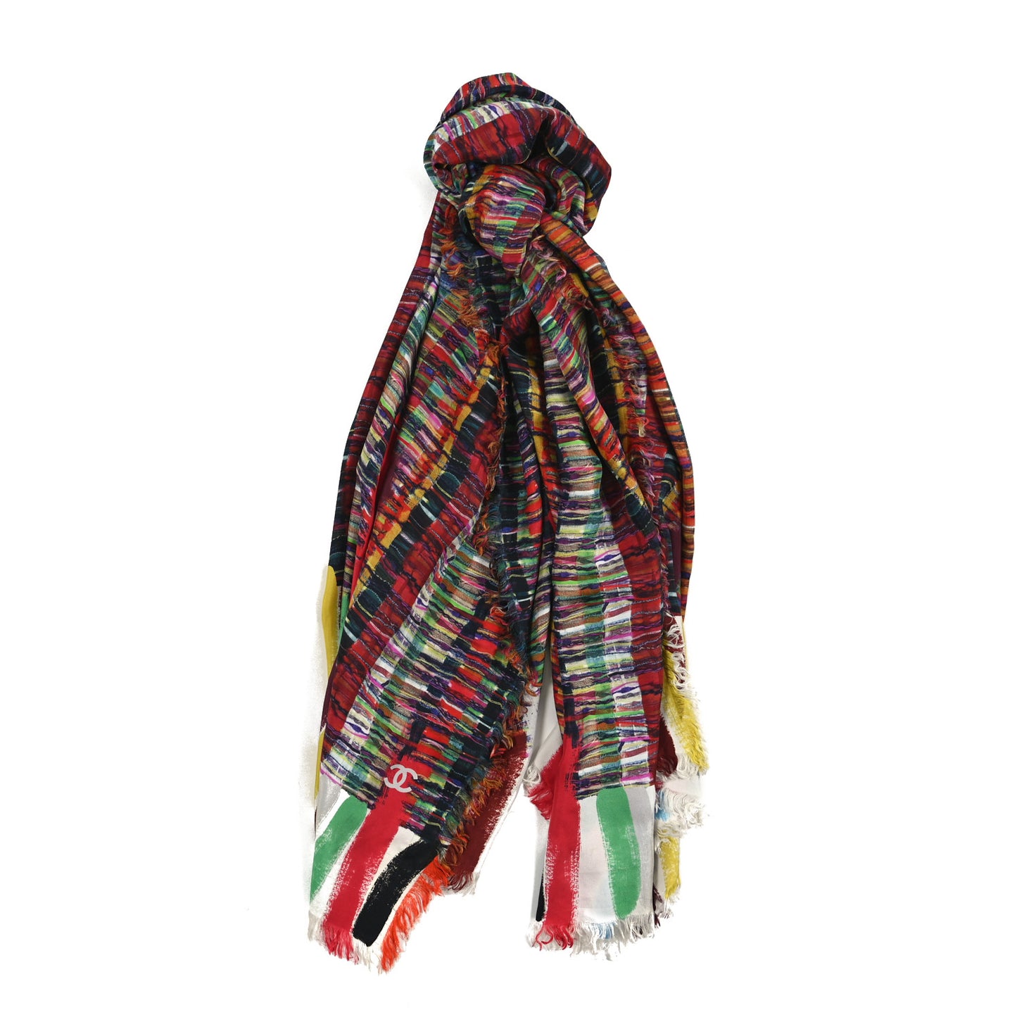 Silk Paint Print Scarf Multicolor