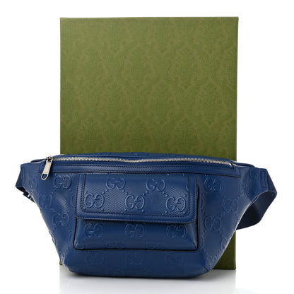 Gucci Calfskin GG Tennis Embossed Pocket Belt Bag 90 Intense Metal Blue 11 of 11