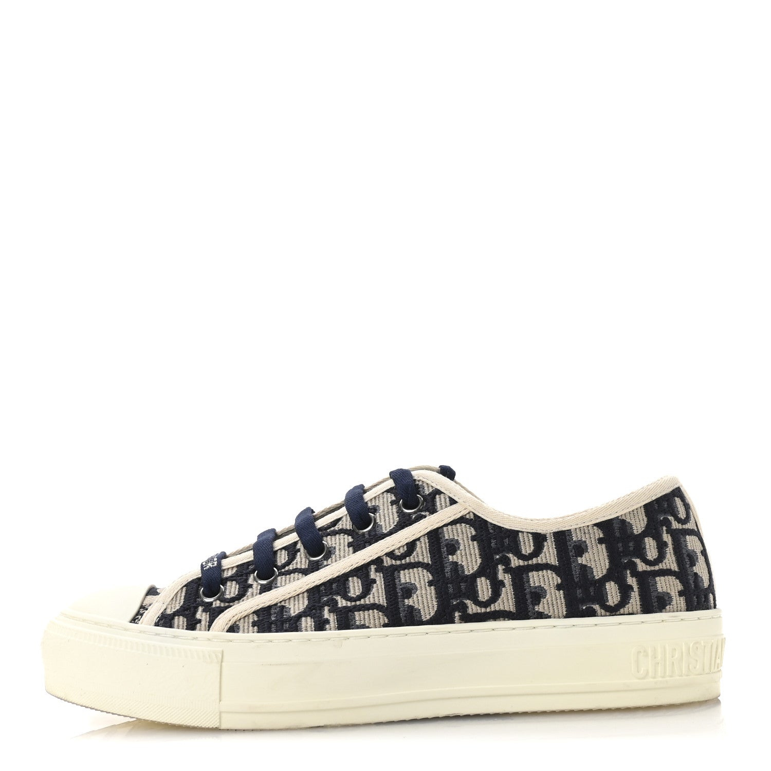 Christian Dior Canvas Oblique Walk'N'Dior Low Top Sneakers 37.5 Deep Blue 1 of 14