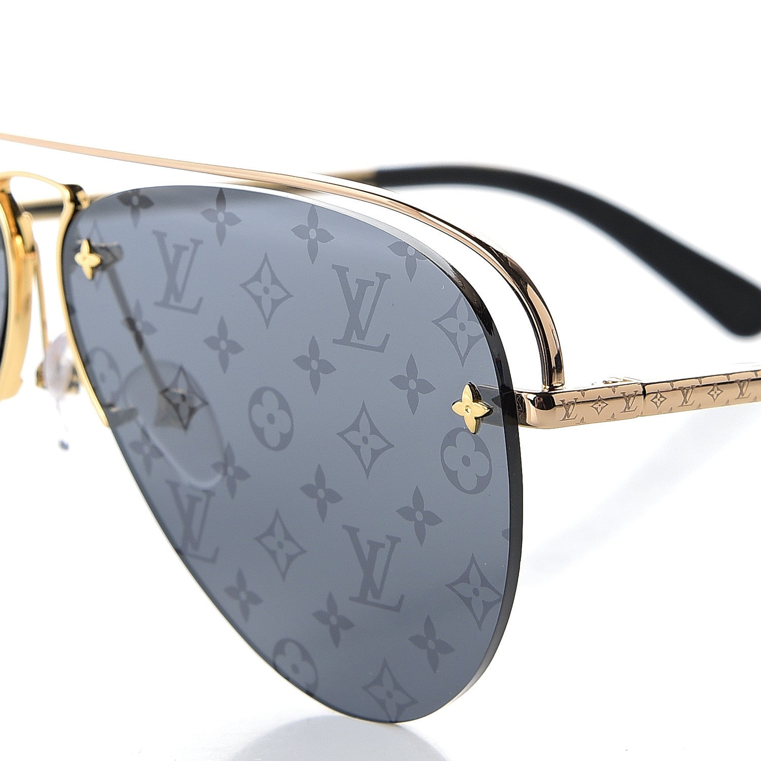 Louis Vuitton Metal Monogram Grease Sunglasses Z1172W Gold 7 of 8