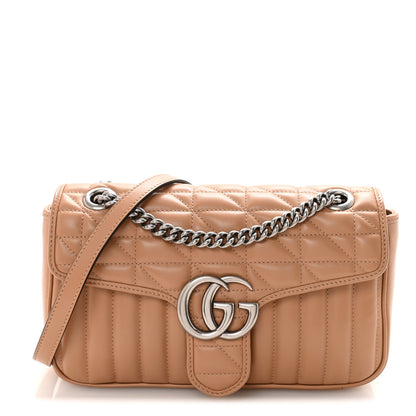 Gucci Calfskin Matelasse Aria Small GG Marmont Shoulder Bag Camelia 1 of 10