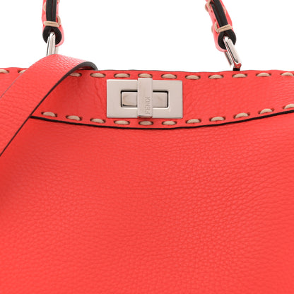 Fendi Vitello Granato Camoscio Selleria Macro Stitchings Small Peekaboo I SEE U Satchel Tullipano 8 of 10