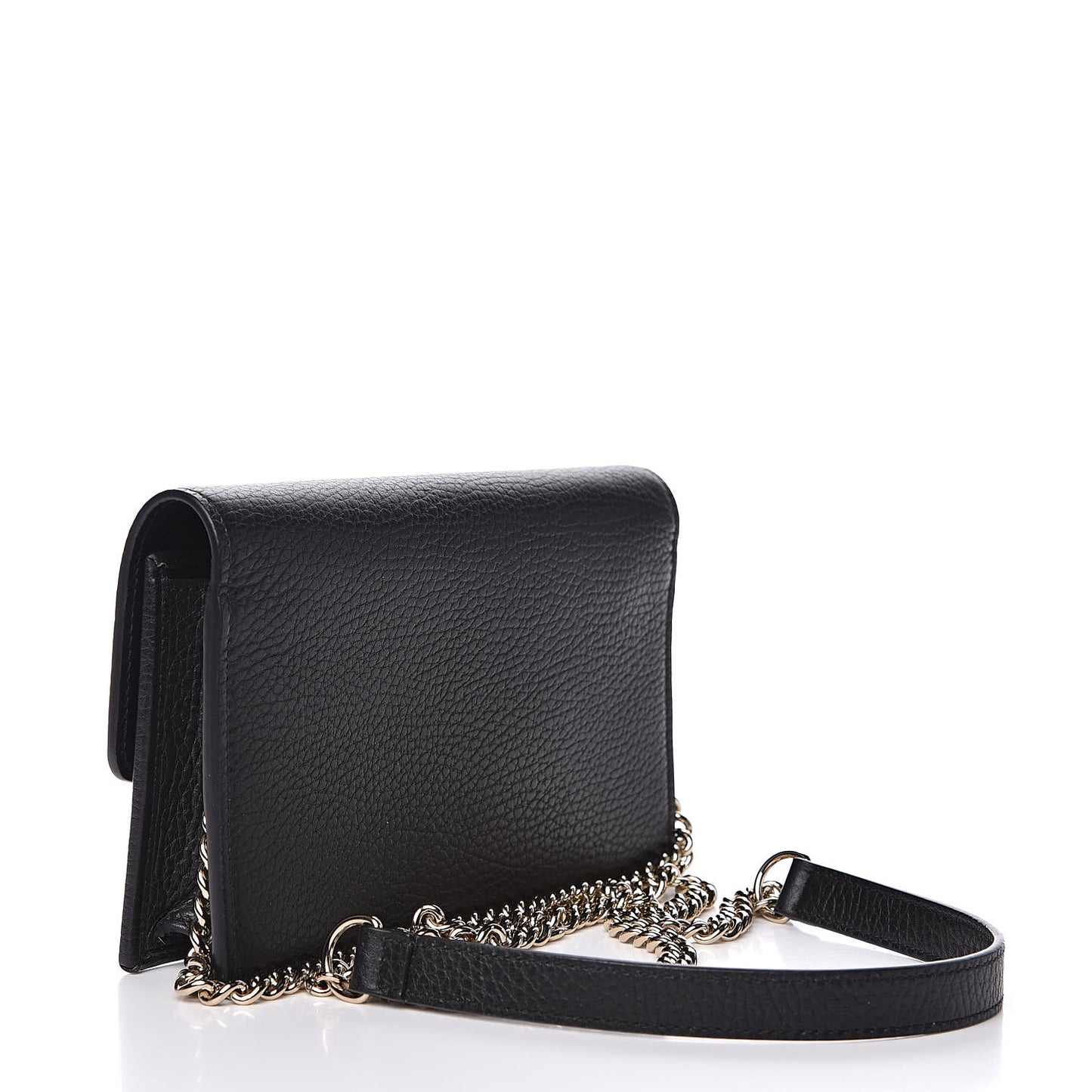 Dollar Calfskin Interlocking G Chain Wallet Black