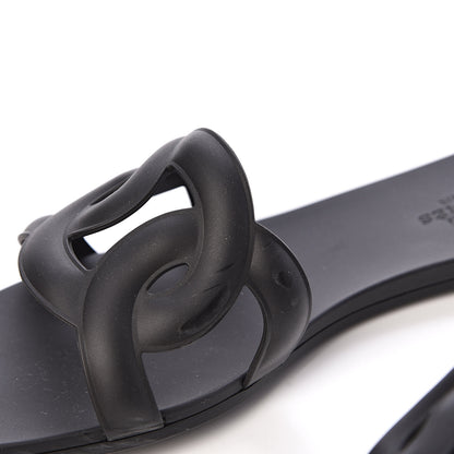 Hermes Rubber Aloha Sandals 38 Black 8 of 14