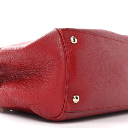 Gucci Pebbled Calfskin Medium Bamboo Shopper Tote Red 9 of 11