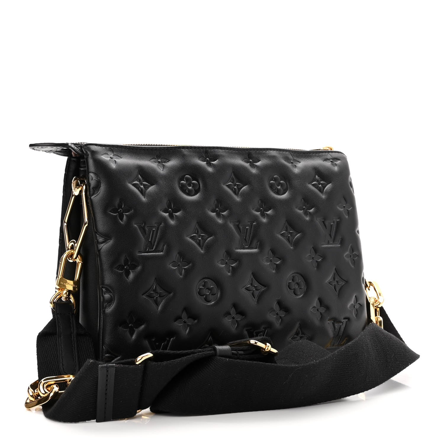 Louis Vuitton Lambskin Embossed Monogram Coussin PM Black 3 of 9