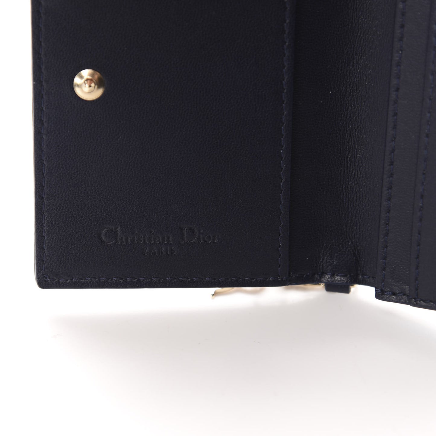 Lambskin Cannage Small Lady Dior Flap Card Holder Indigo