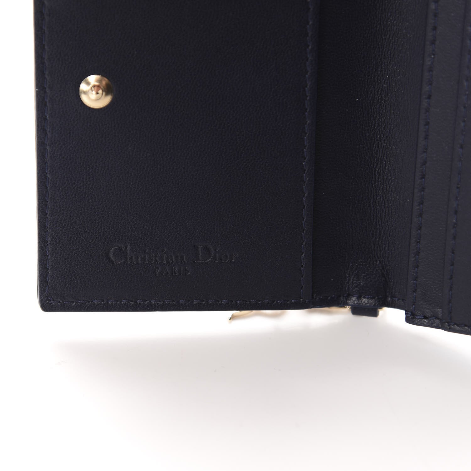 Christian Dior Lambskin Cannage Small Lady Dior Flap Card Holder Indigo 6 of 8