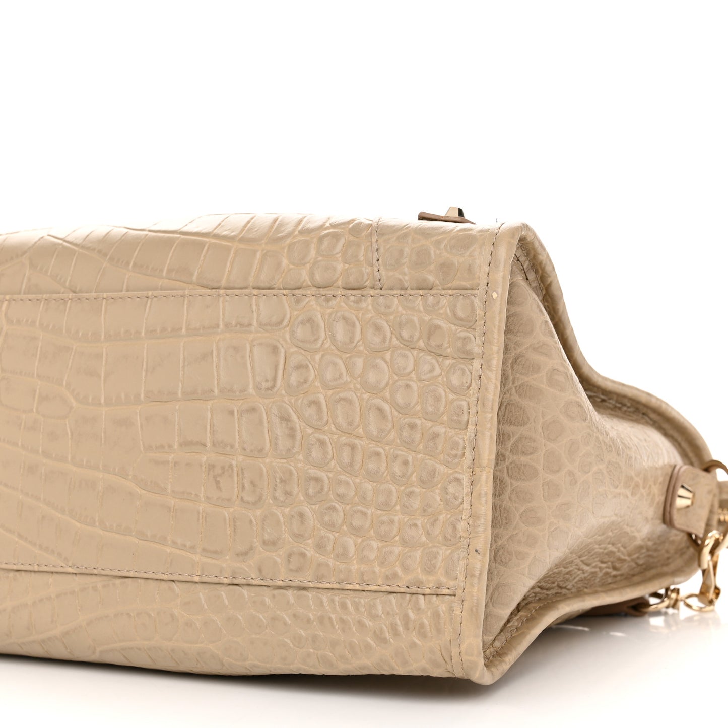Calfskin Crocodile Embossed Classic Gold Hardware City Beige Latte