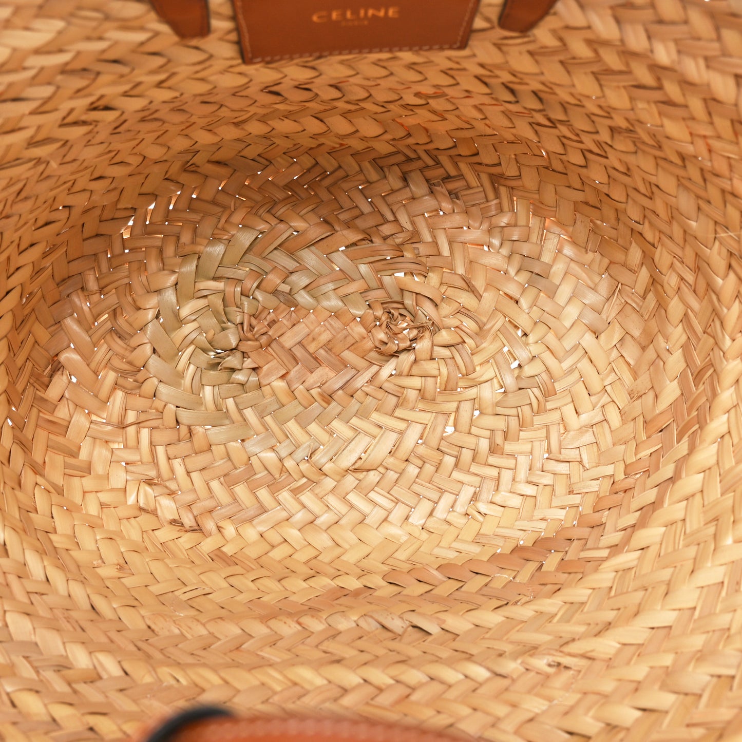 Raffia Calfskin Triomphe Teen Panier Tan