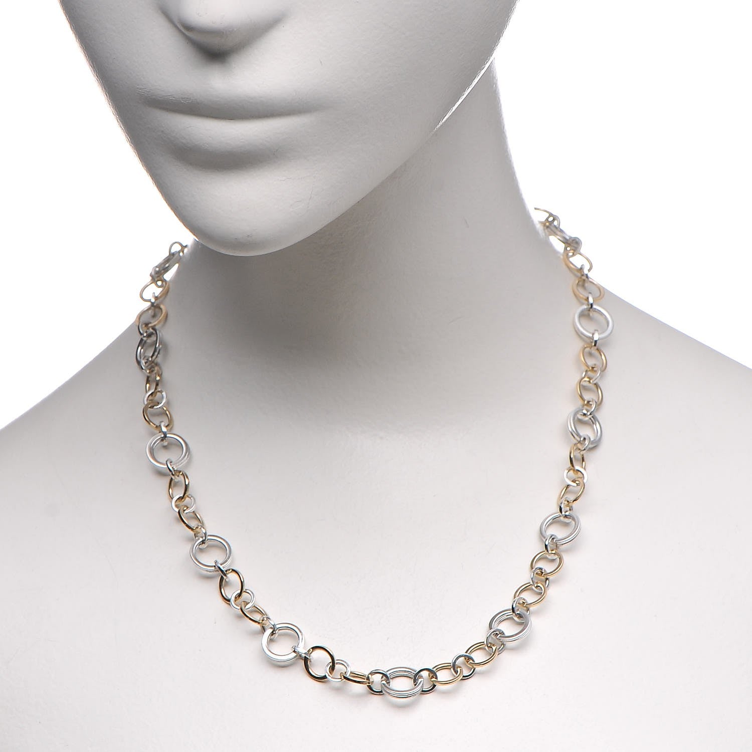 Tiffany 18K Yellow Gold Sterling Silver Circle Link Necklace 2 of 5