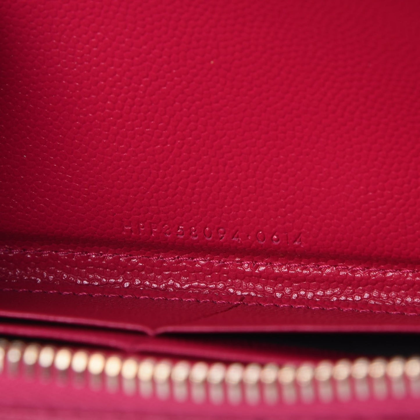 Grain De Poudre Matelasse Chevron Monogram Zip Around Wallet Fuchsia