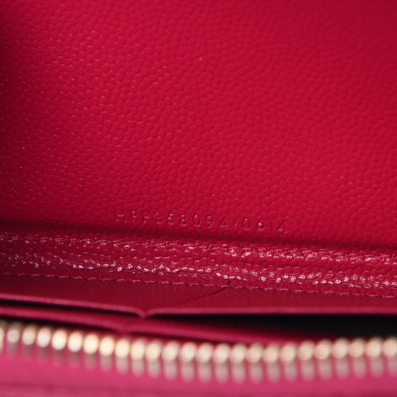Saint Laurent Grain De Poudre Matelasse Chevron Monogram Zip Around Wallet Fuchsia 7 of 8