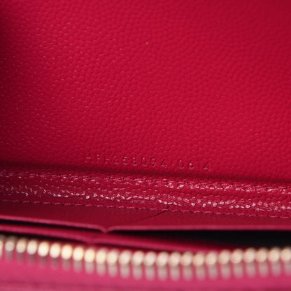 Saint Laurent Grain De Poudre Matelasse Chevron Monogram Zip Around Wallet Fuchsia 7 of 8
