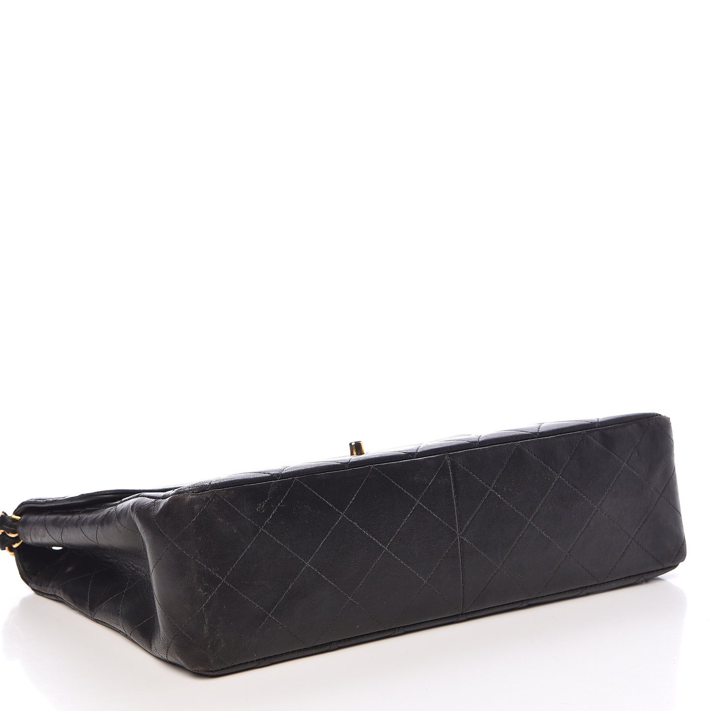 Lambskin Quilted Jumbo Single Flap Black