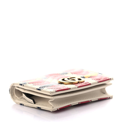 Gucci Calfskin Matelasse Trompe L'Oeil Print GG Marmont Card Case Wallet Off White 4 of 7
