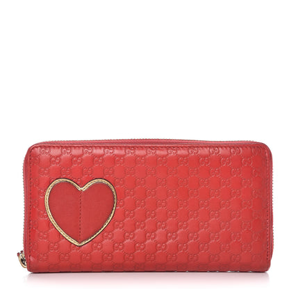 Gucci Microguccissima Heart Zip Around Wallet Red 1 of 12