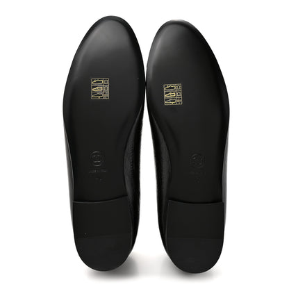 Chanel Crumpled Shiny Lambskin CC Cap Toe Ballerina Flats 40 Black White 6 of 11