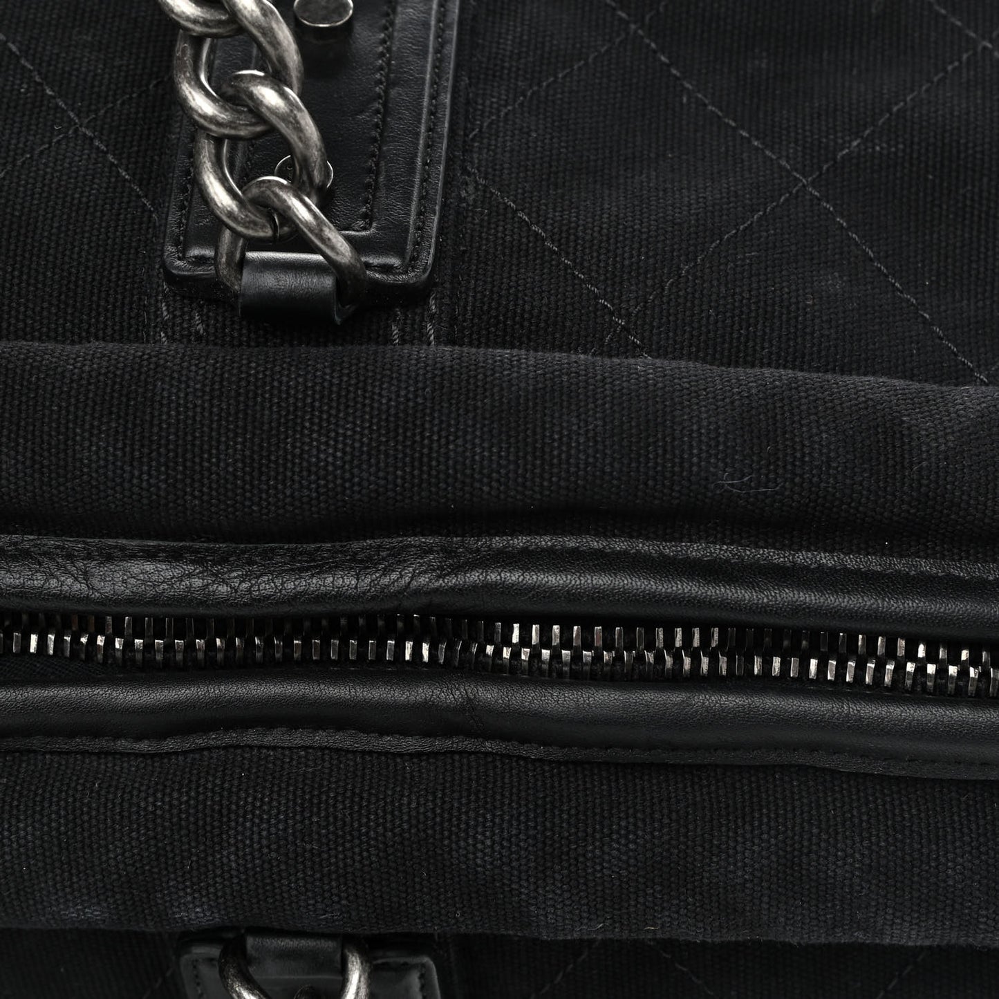 Washed Toile Calfskin Quilted Large Street Style Travel Bag Black