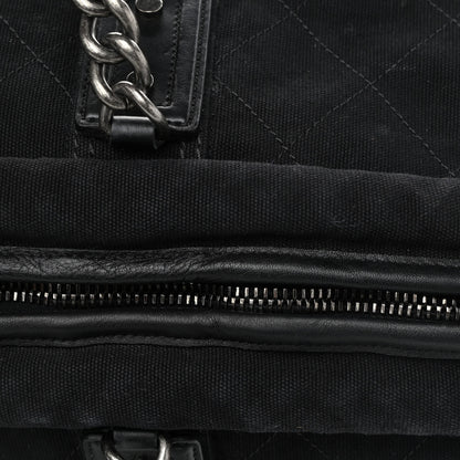 Chanel Washed Toile Calfskin Quilted Large Street Style Travel Bag Black 14 of 14