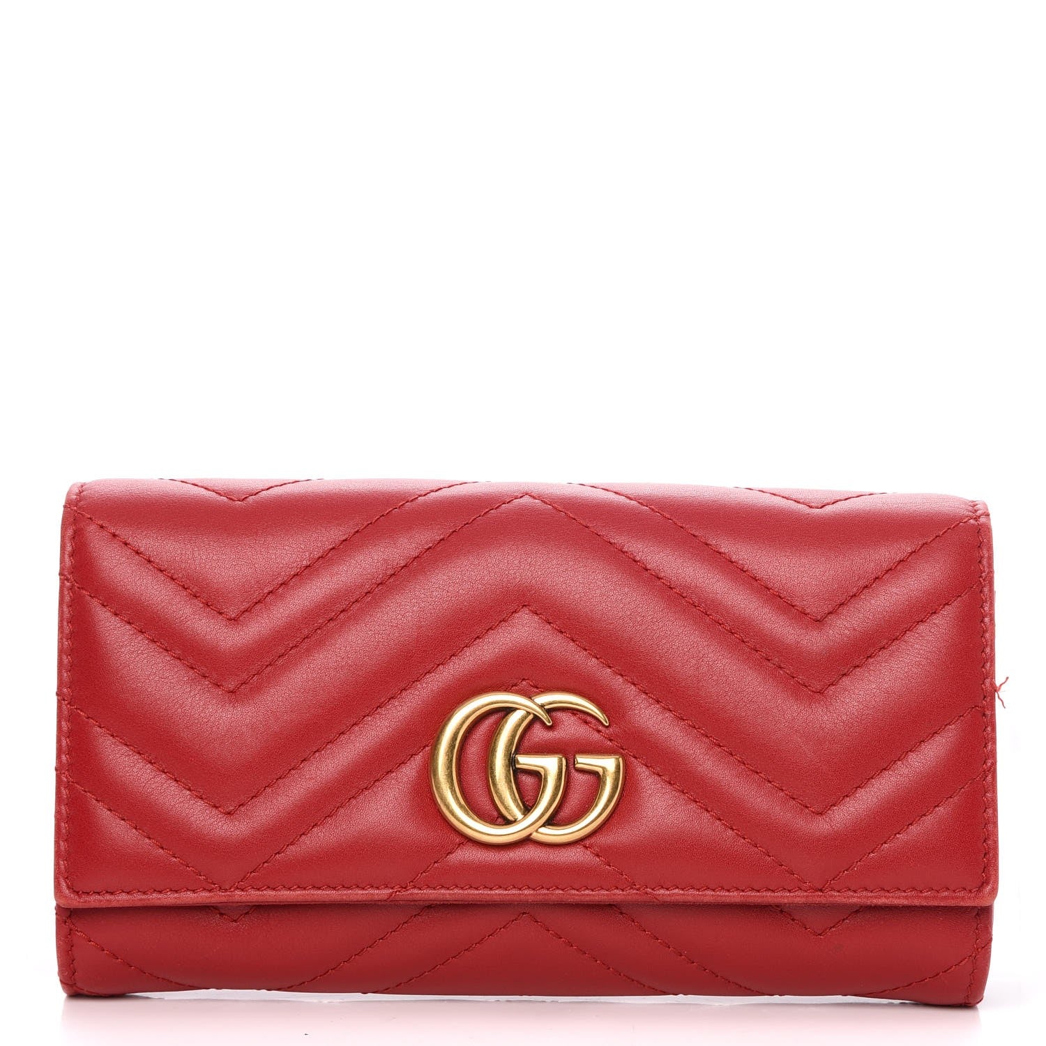 Gucci Calfskin Matelasse GG Marmont Continental Wallet Hibiscus Red 1 of 12