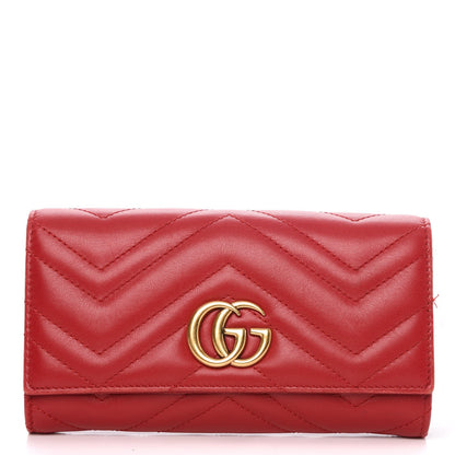 Gucci Calfskin Matelasse GG Marmont Continental Wallet Hibiscus Red 1 of 12