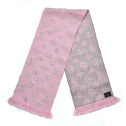 Louis Vuitton Wool Silk Logomania Shine Scarf Pink 3 of 4