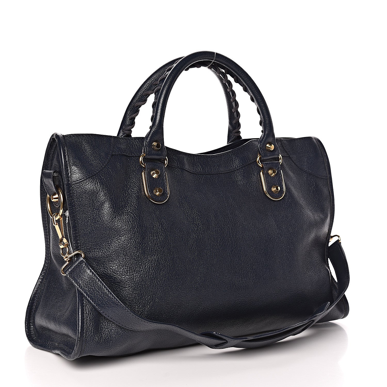 Balenciaga Chevre Gold Metallic Edge Hardware City Bleu Nuit Dark Sea 4 of 18