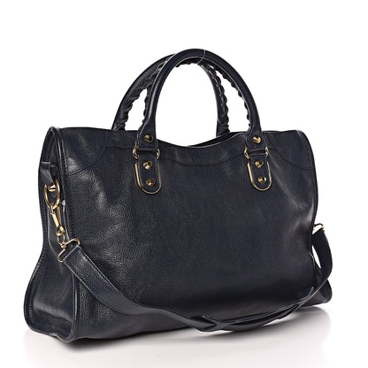 Balenciaga Chevre Gold Metallic Edge Hardware City Bleu Nuit Dark Sea 4 of 18