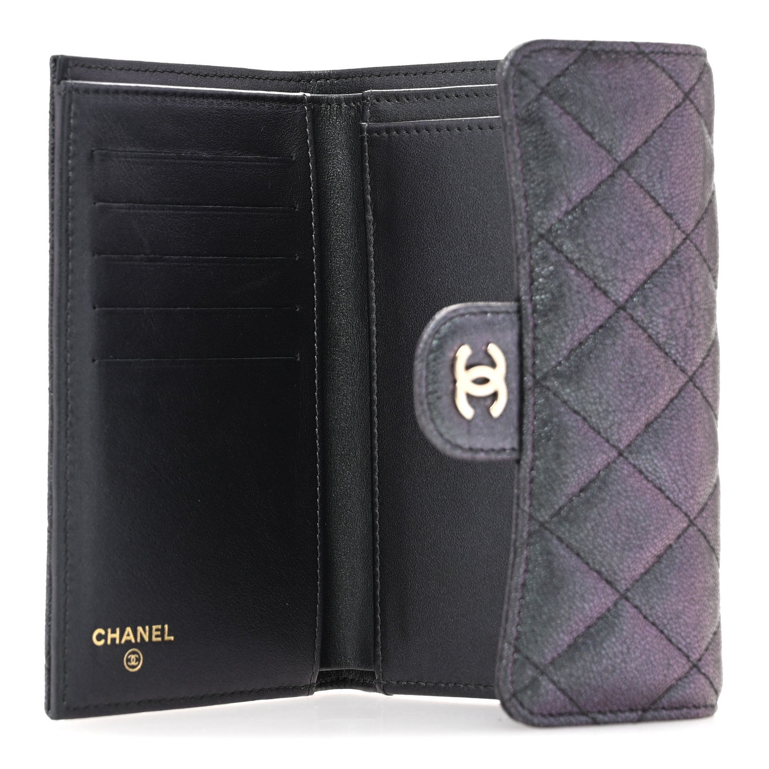 Chanel Iridescent Caviar Quilted Medium Flap Wallet Black 5 of 9