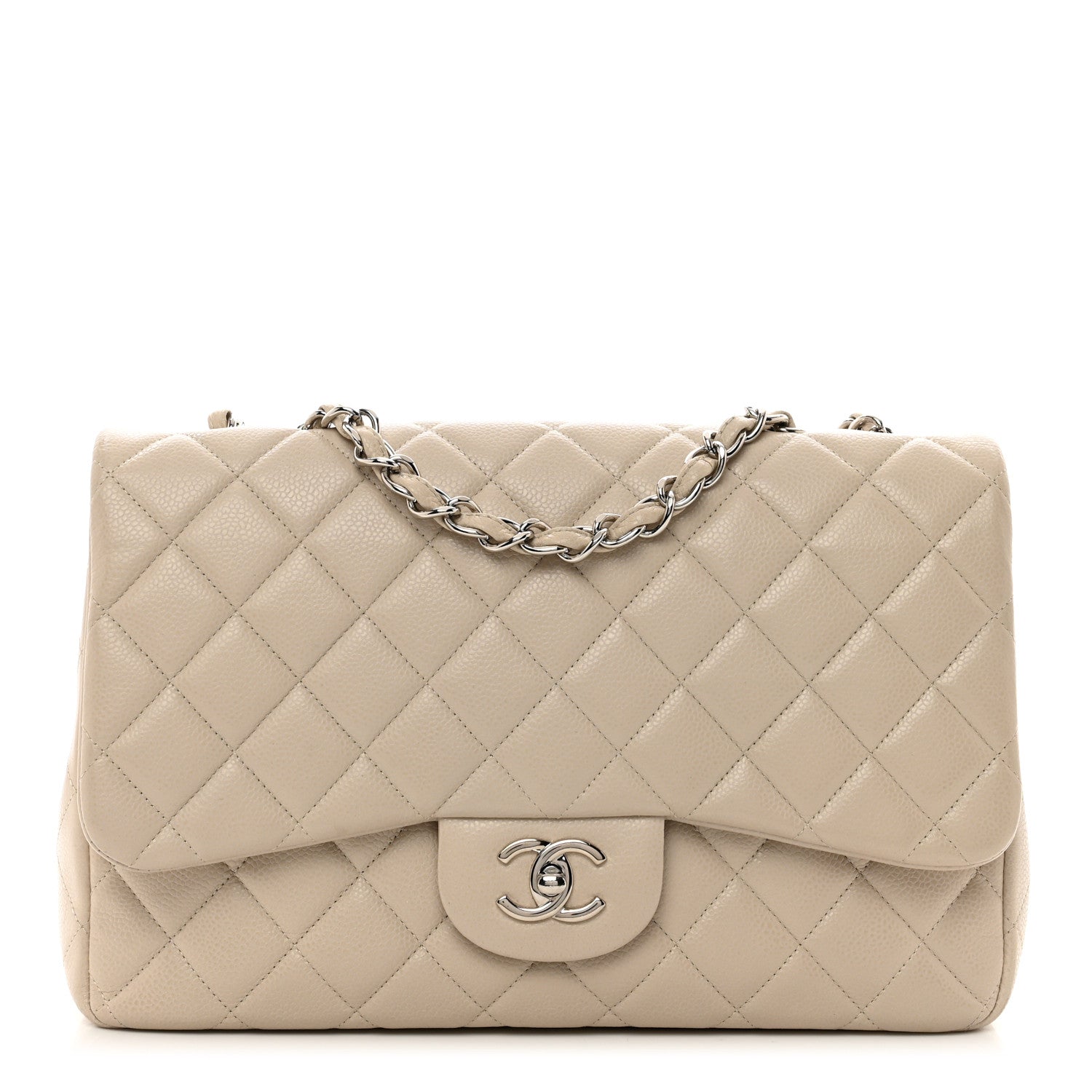 Chanel Caviar Jumbo Single Flap Light Beige 1 of 13