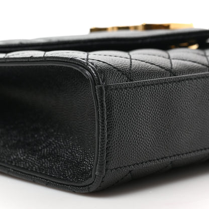 Saint Laurent Grain De Poudre Textured Mixed Matelasse Triquilt Medium Monogram Satchel Black 7 of 13