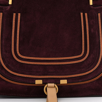 Chloe Suede Calfskin Braided Medium Marcie Double Carry Burgundy 8 of 11