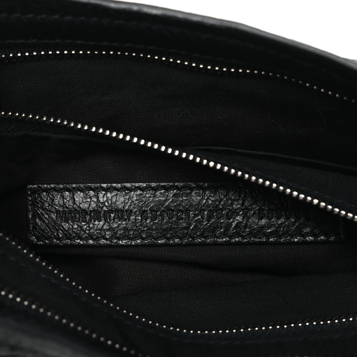 Agneau Classic Silver Hardware S City Logo Strap Black White