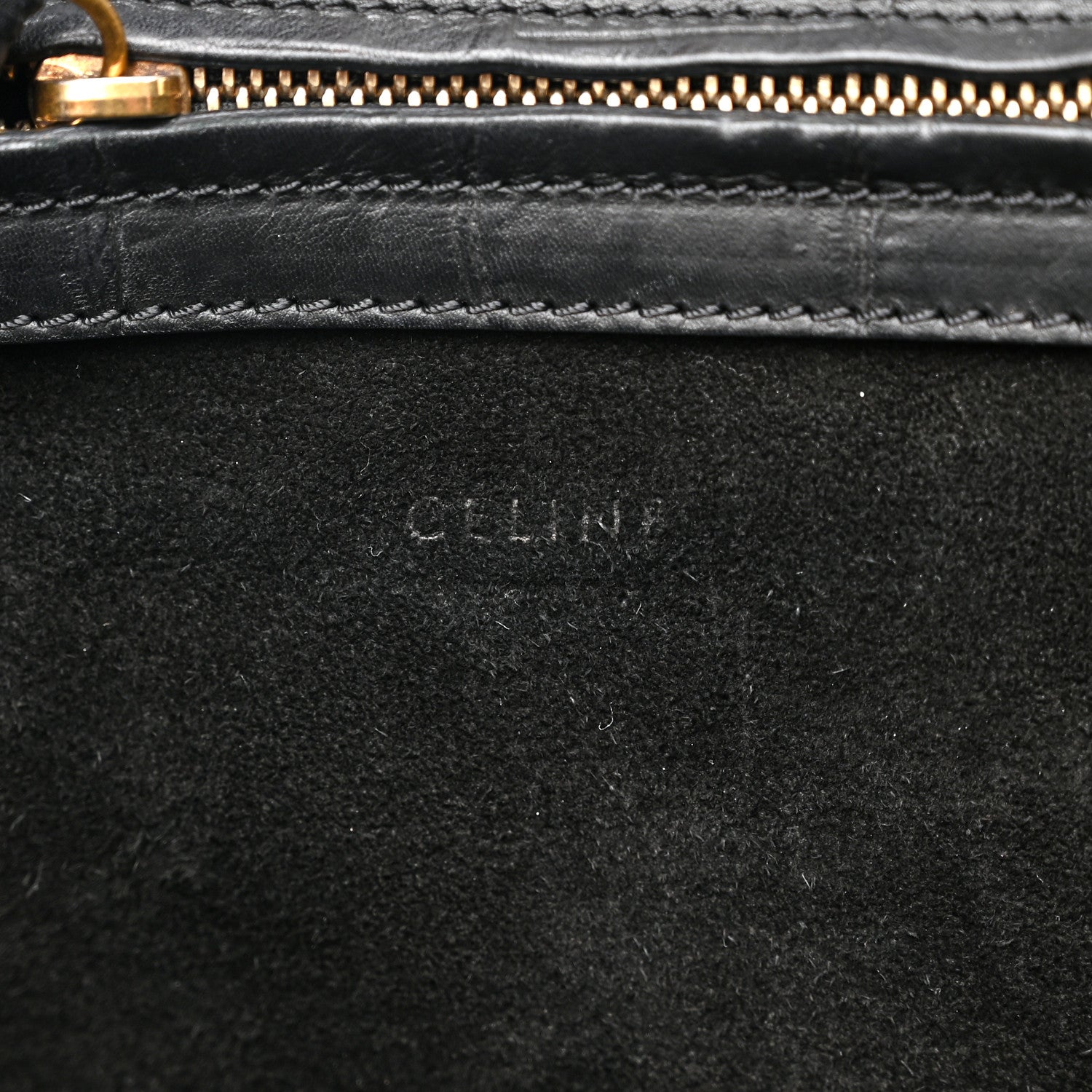 Celine Calfskin Crocodile Embossed Medium Phantom Luggage Black 6 of 17