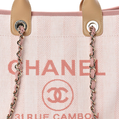 Chanel Straw Raffia Calfskin Striped Medium Deauville Tote Light Pink 7 of 11