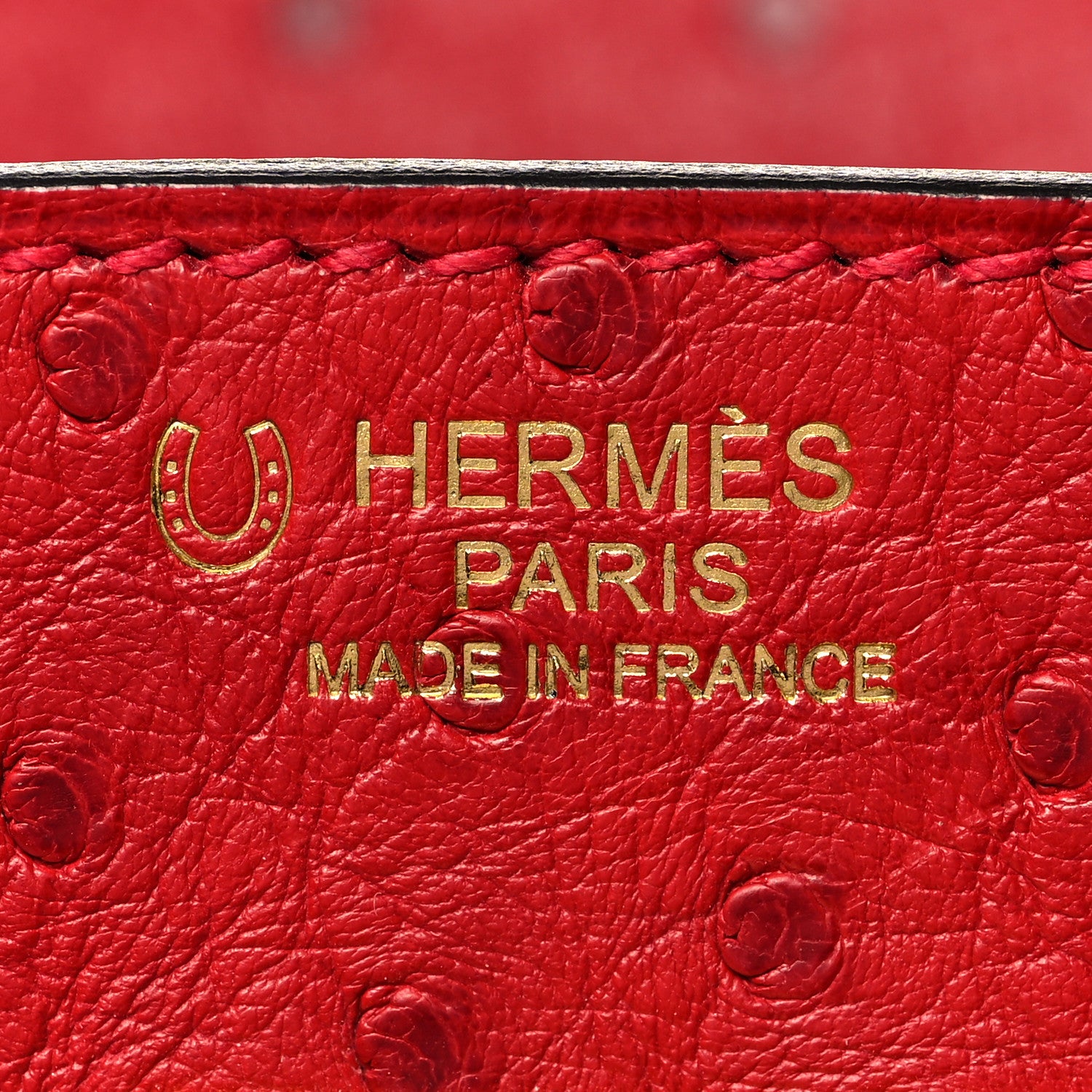 Hermes Ostrich Horseshoe Birkin 30 Rouge Vif Bleu Glacier 23 of 34