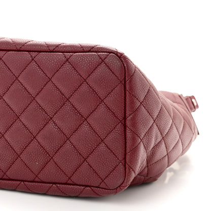 Chanel Caviar Flat Quilted CC Chain Bucket Drawstring Bag Burgundy 10 of 16