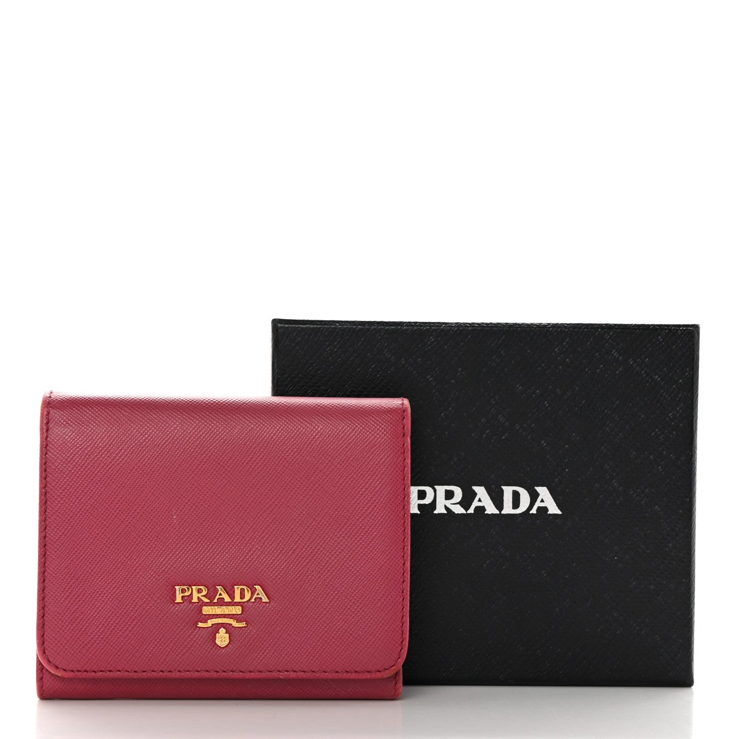 Prada Saffiano Metal French Flap Compact Wallet Peonia 12 of 12