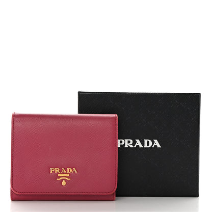 Prada Saffiano Metal French Flap Compact Wallet Peonia 12 of 12