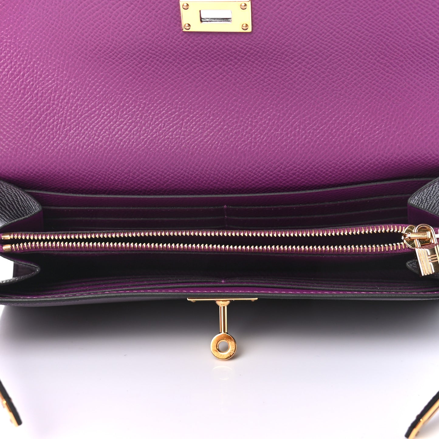Epsom Verso Kelly Longue Wallet Raisin Anemone