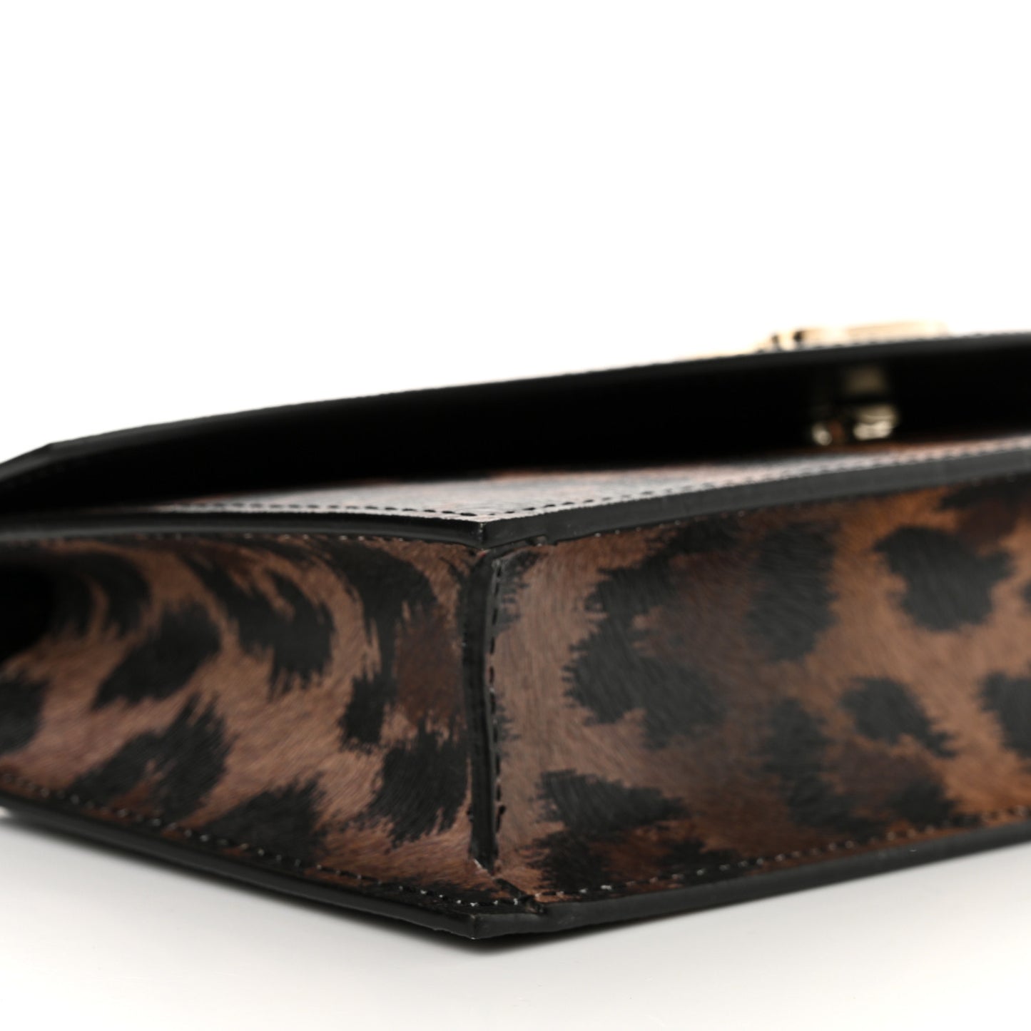 Calfskin Kitty Print Loubi54 Crossbody Clutch Brown Gold