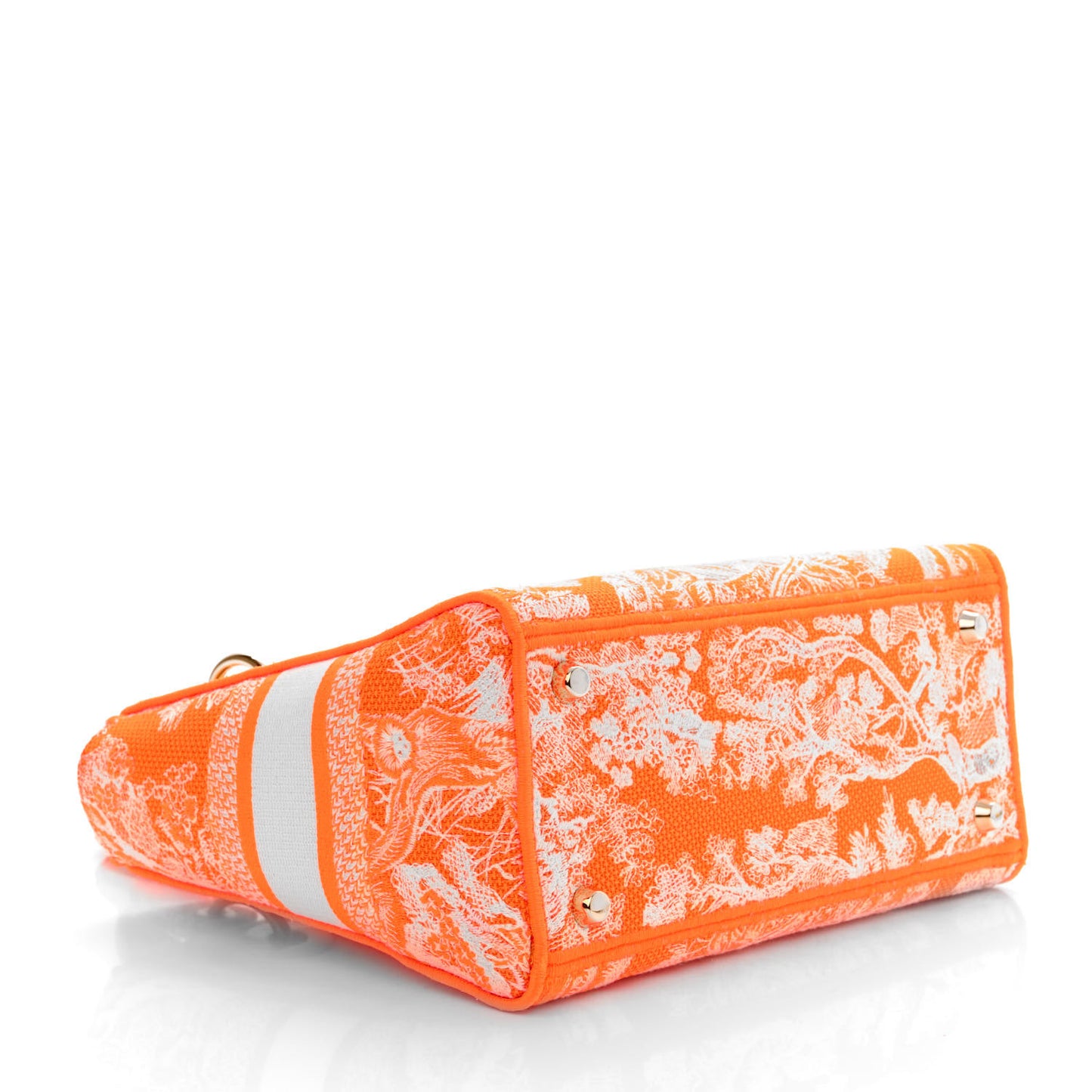 Canvas Toile De Jouy Reverse Embroidered Medium Lady D-Lite Fluorescent Orange