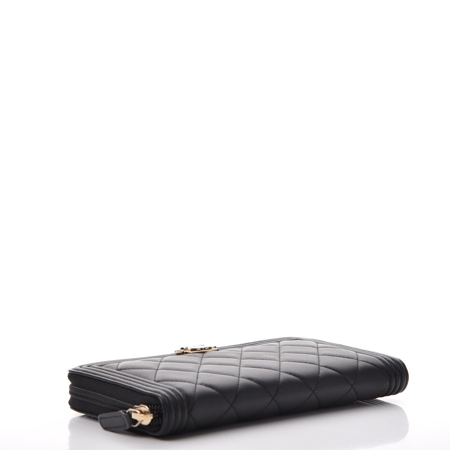 Chanel Lambskin Quilted Boy Zip Around Wallet Black 4 of 8