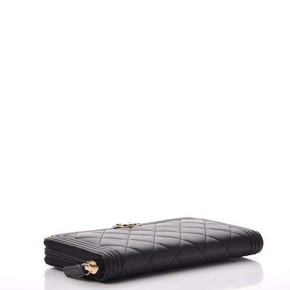 Chanel Lambskin Quilted Boy Zip Around Wallet Black 4 of 8