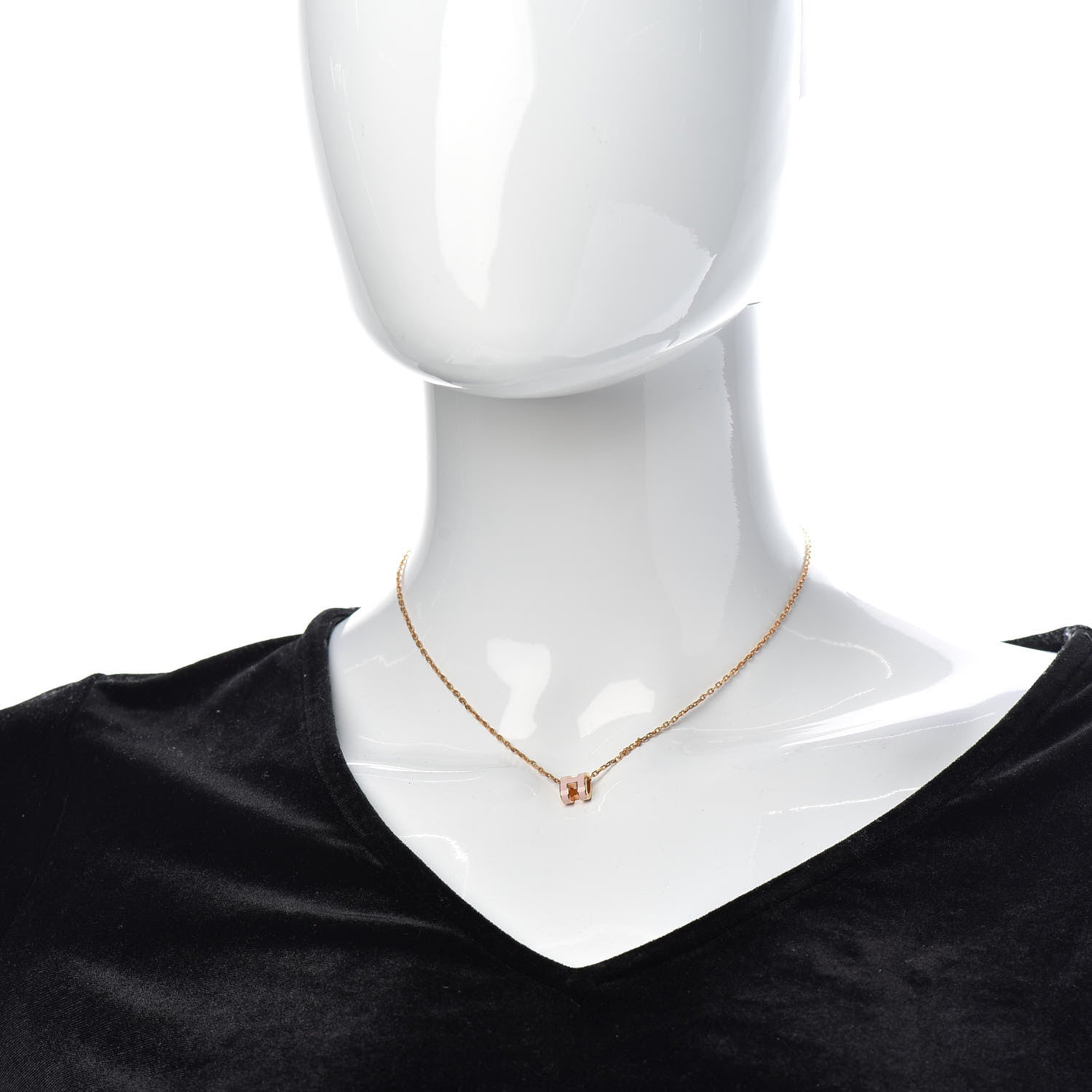 Hermes Rose Gold Lacquered Pop H Pendant Necklace Rose Sakura 2 of 6