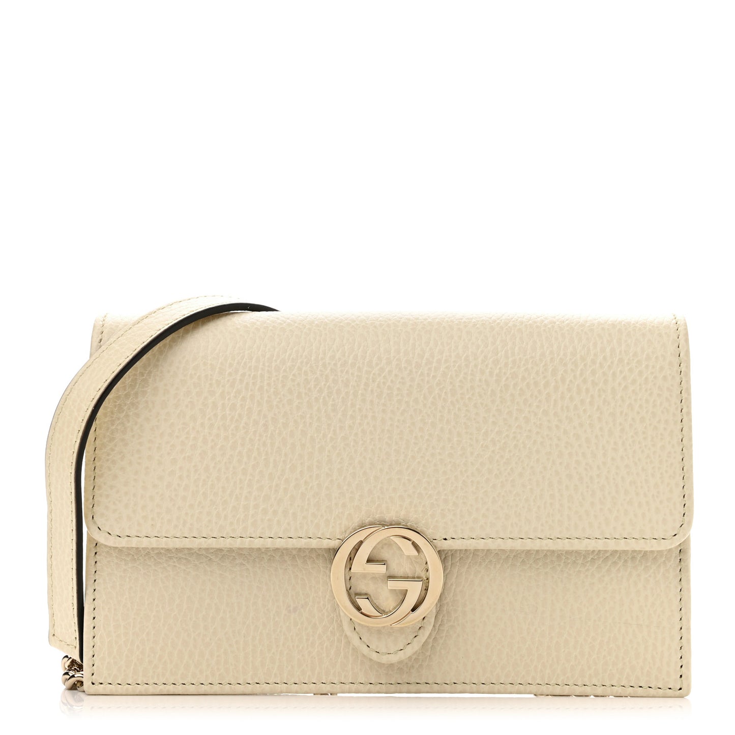 Dollar Calfskin Interlocking G Chain Wallet Ivoire
