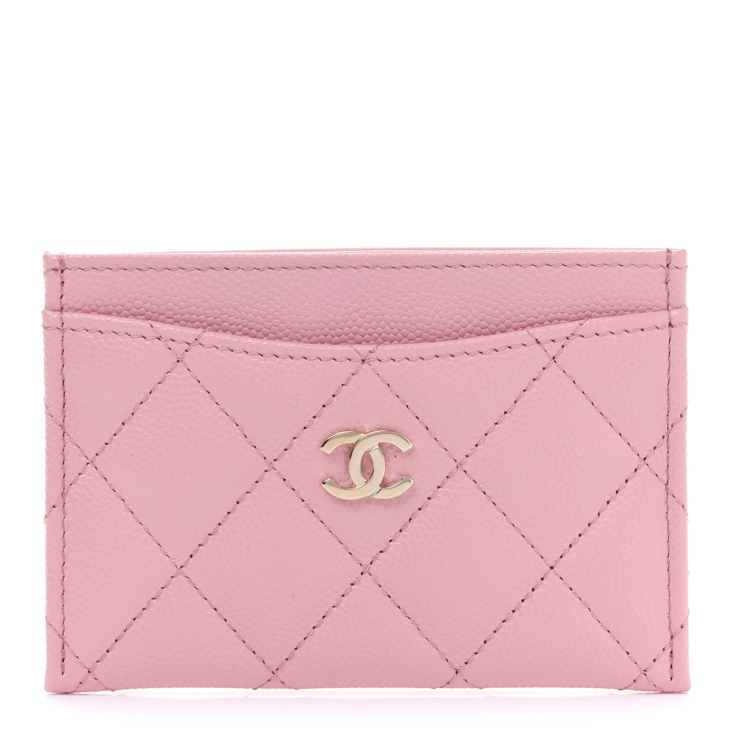 Caviar Quilted Card Holder Light Pink