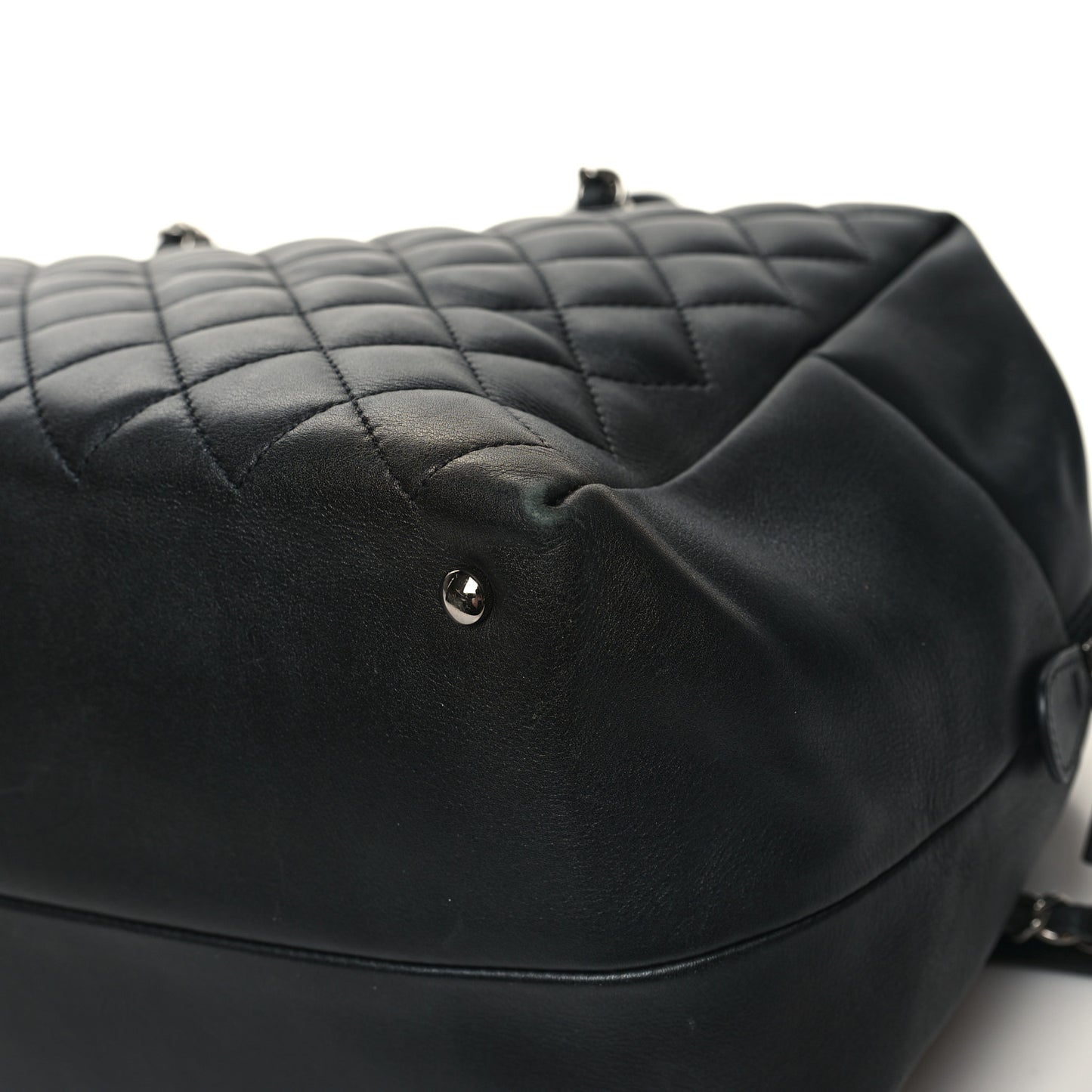 Calfskin Quilted Feather Weight Bowling Bag Black